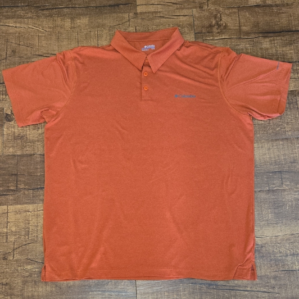 Columbia Mens Orange Omni Wick‎ Polo Shirt Performance Athletic XL Golf
